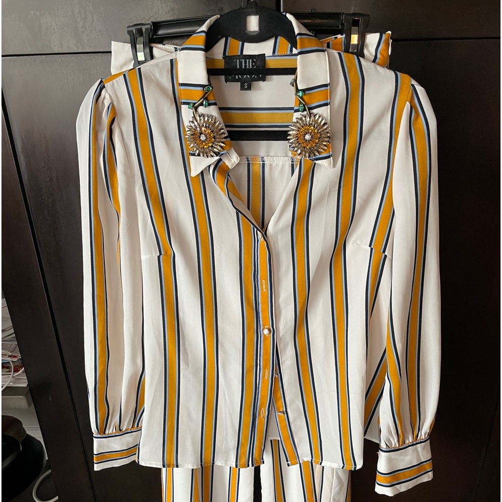 Stripe two-piece set. Pant & Blouse.